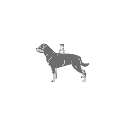 Silver Rottweiler pendant with a heart, FREE ENGRAVING - MEJK Jewellery
