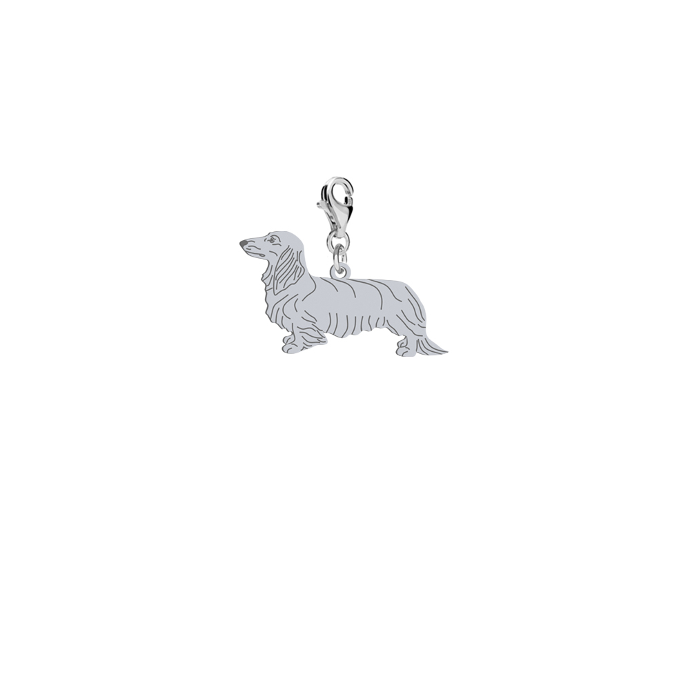 Silver Long-haired dachshund charms, FREE ENGRAVING - MEJK Jewellery