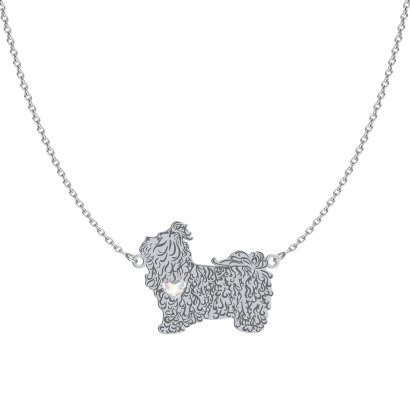 Silver Russian Tsvetnaya Bolonka necklace with a heart, ENGRAVING FREE - MEJK Jewelery