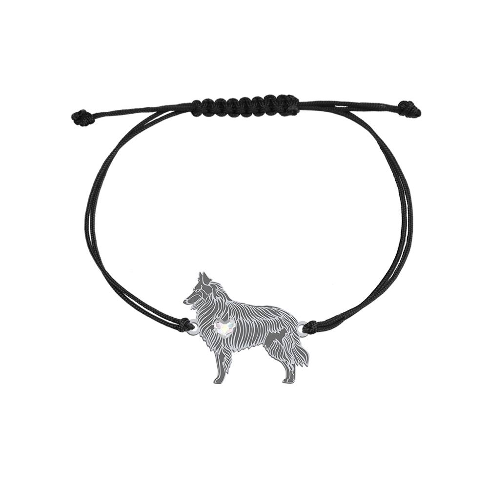 Silver Belgian Shepherd string bracelet, FREE ENGRAVING - MEJK Jewellery