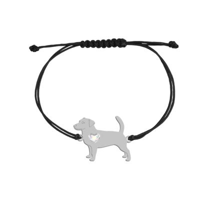 Bransoletka z psem Jack Russell Terrier Krótkowłosy srebro sznurek GRAWER GRATIS - MEJK Jewellery