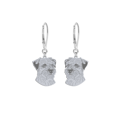 Silver Border Terrier earrings, FREE ENGRAVING - MEJK Jewellery
