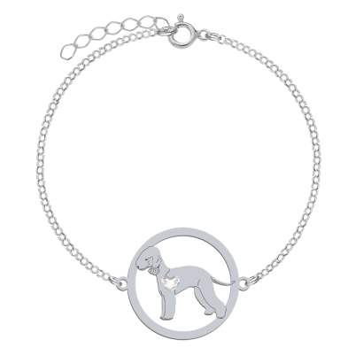 Silver Bedlington Terrier engraved bracelet - MEJK Jewellery