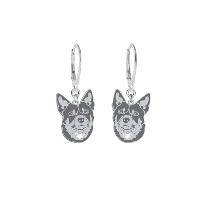 Kolczyki z psem grawerem Australian Kelpie srebro - MEJK Jewellery