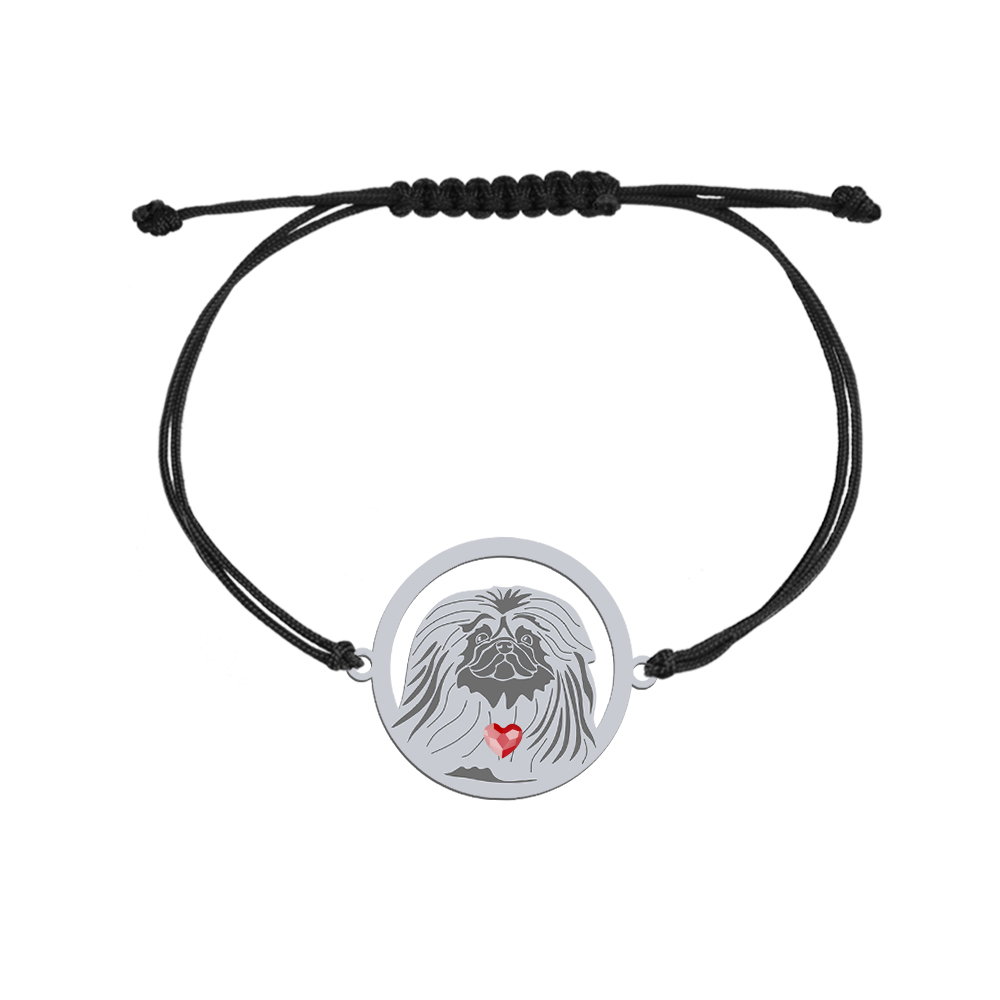 Silver Pekingese string bracelet, FREE ENGRAVING - MEJK Jewellery