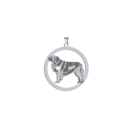 Silver Leonberger pendant with a heart, FREE ENGRAVING - MEJK Jewellery