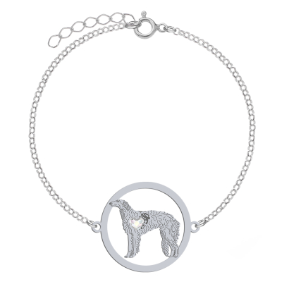 Silver Borzoj engraaved bracelet - MEJK Jewellery
