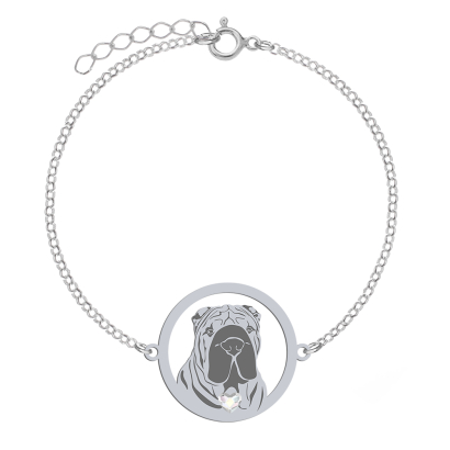 Silver Shar Pei bracelet, FREE ENGRAVING - MEJK Jewellery