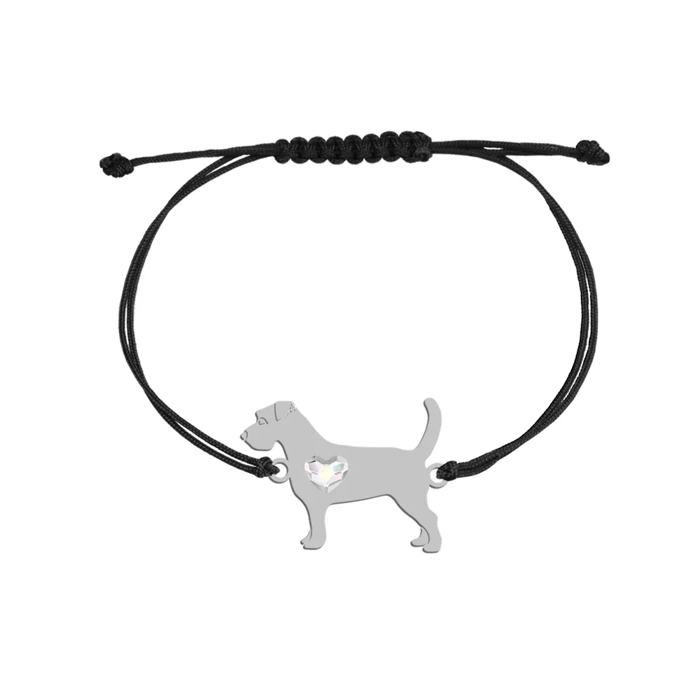 Bransoletka z psem Jack Russell Terrier Szorstkowłosy srebro sznurek GRAWER GRATIS - MEJK Jewellery