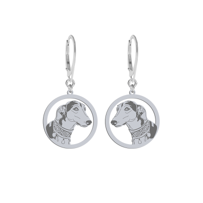 Silver Polish Greyohund earrings, FREE ENGRAVING - MEJK Jewellery