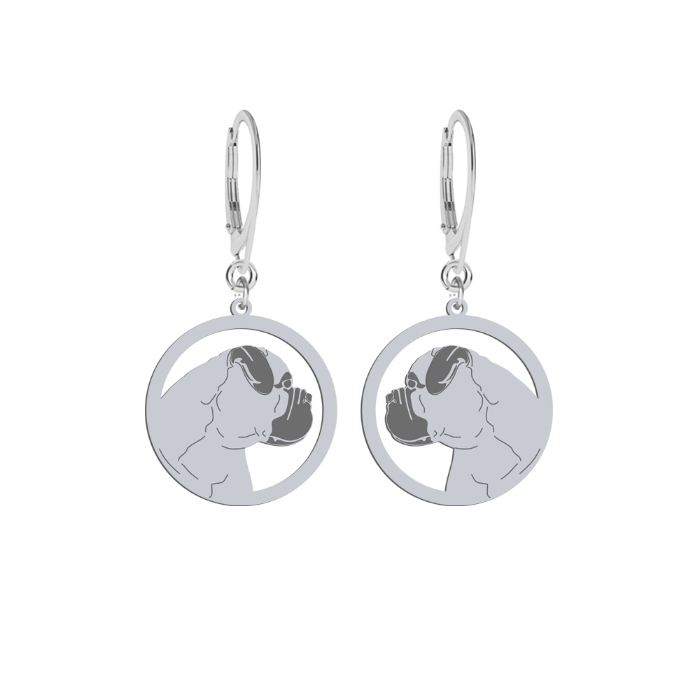 Silver Bullmastiff engraved earrings - MEJK Jewellery