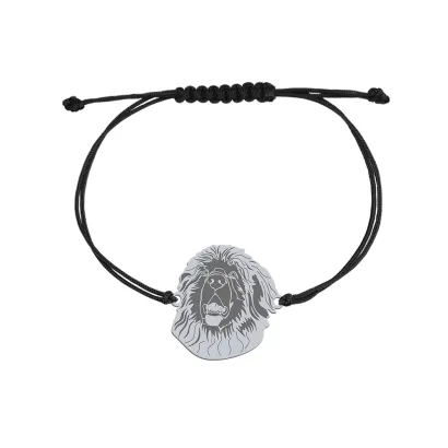 Bransoletka z psem Leonberger srebro sznurek GRAWER GRATIS - MEJK Jewellery
