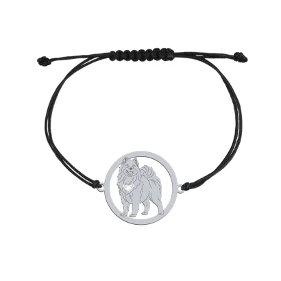 Bransoletka z psem Samoyed srebro sznurek GRAWER GRATIS - MEJK Jewellery