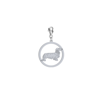 Silver Long-haired dachshund charms, FREE ENGRAVING - MEJK Jewellery