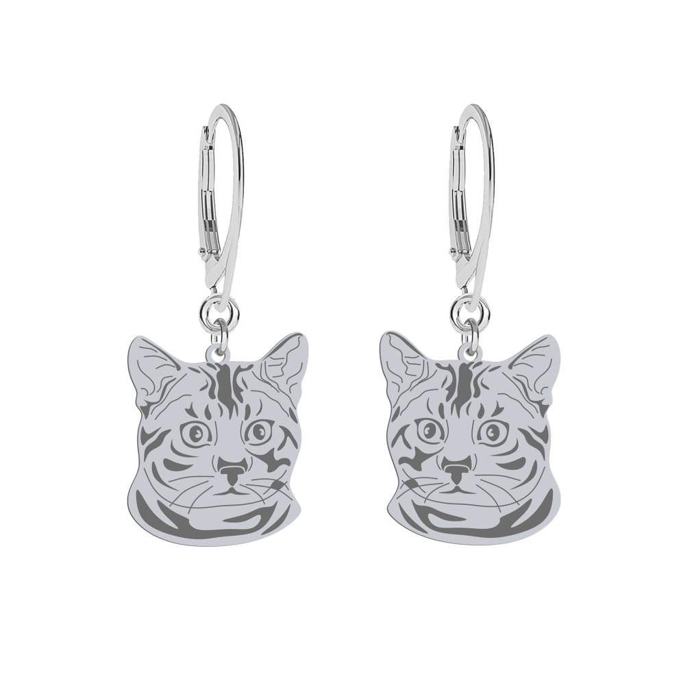 Silver Bengal Cat earrings, FREE ENGRAVING - MEJK Jewellery