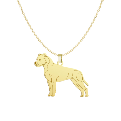 Naszyjnik Amstaff American Staffordshire Terrier srebro pozłacane GRAWER GRATIS - MEJK Jewellery