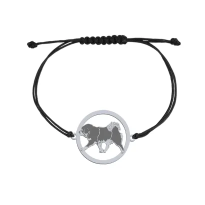 Bransoletka z grawerem psem Tibetan Mastiff srebro sznurek - MEJK Jewellery