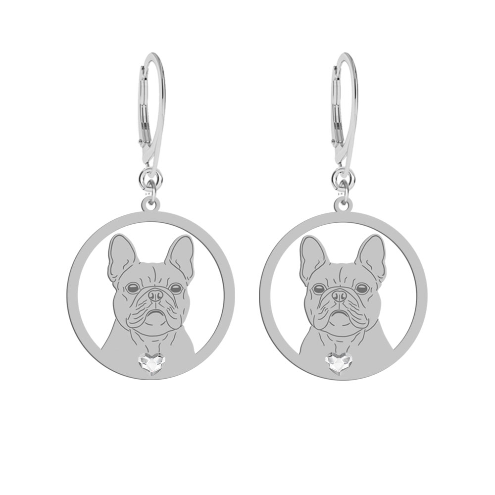Silver French Bulldog earrings, FREE ENGRAVING - MEJK Jewellery