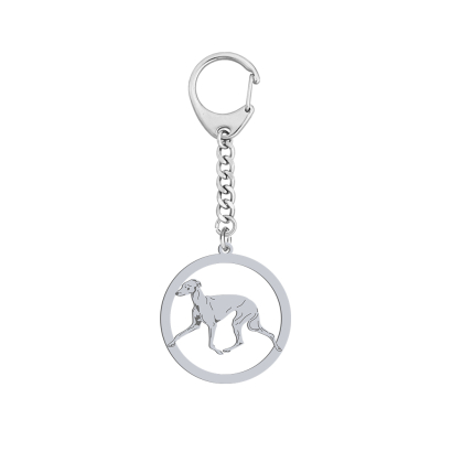 Silver Italian Sighthound keyring, FREE ENGRAVING - MEJK Jewellery