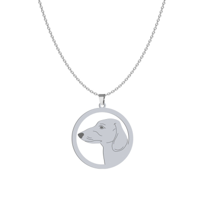 Silver Short-haired dachshund engraved necklace - MEJK Jewellery