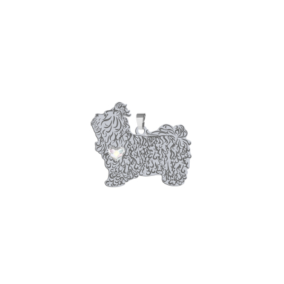 Silver Russian Tsvetnaya Bolonka pendant with a heart, ENGRAVING FOR FREE - MEJK Jewelery