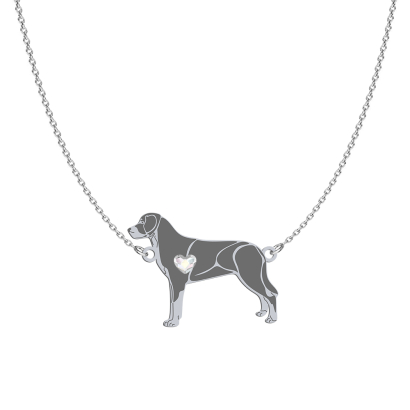 Naszyjnik z sercem psem Duży Szwajcarski Pies Pasterski srebro GRAWER GRATIS - MEJK Jewellery