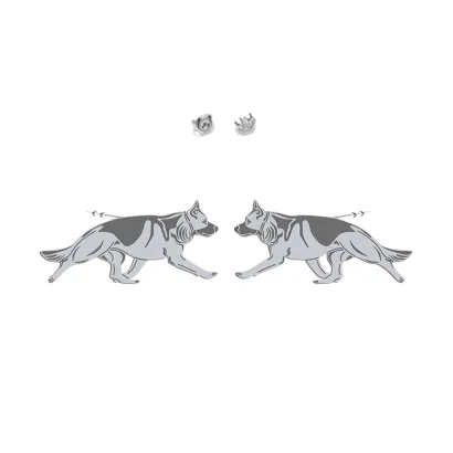 Kolczyki z psem German Shepherd srebro GRAWER GRATIS - MEJK Jewellery