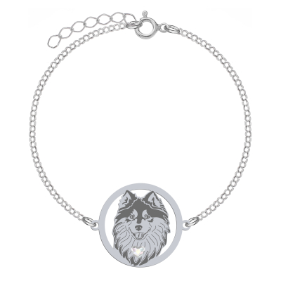 Silver Finnish Lapphund bracelet with a heart, FREE ENGRAVING - MEJK Jewellery