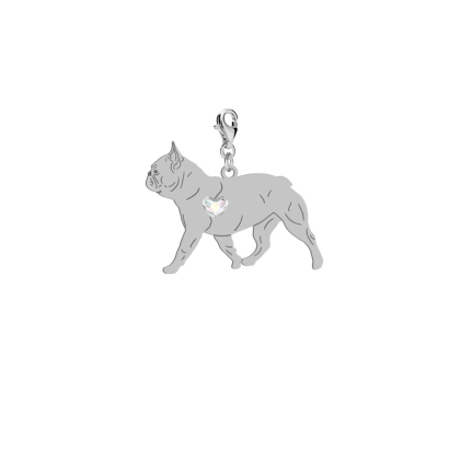 Charms z psem sercem Bulldog Francuski srebro GRAWER GRATIS- MEJK Jewellery