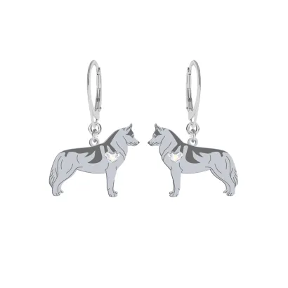 Kolczyki z psem Siberian Husky srebro GRAWER GRATIS - MEJK Jewellery