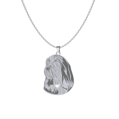 Naszyjnik z psem sercem Bearded Collie srebro - MEJK Jewellery