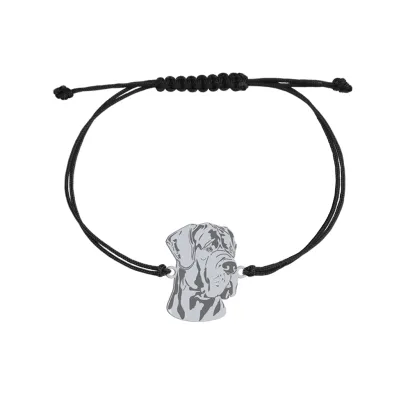 Bransoletka z psem Dog Niemiecki srebro sznurek GRAWER GRATIS - MEJK Jewellery