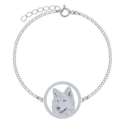 Bransoletka z psem grawerem White Swiss Shepherd Dog srebro - MEJK Jewellery