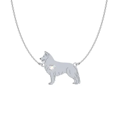 Naszyjnik z psem sercem White Swiss Shepherd Dog srebro - MEJK Jewellery