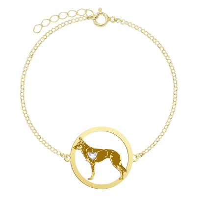 Bransoletka Pozłacana z psem rasy Australian Kelpie GRAWER GRATIS - MEJK Jewellery
