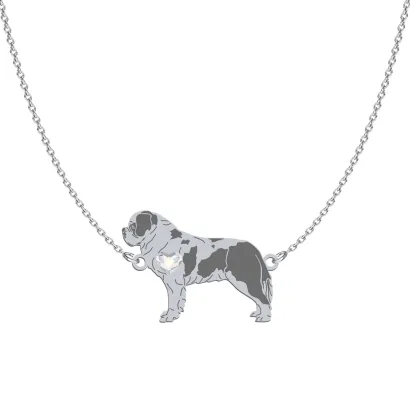 Naszyjnik z psem grawerem sercem Saint Bernard Dog srebro - MEJK Jewellery