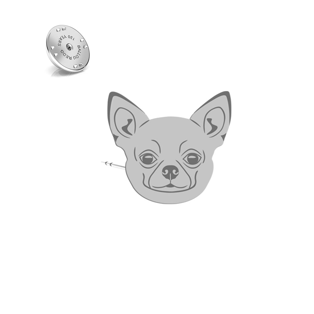 Wpinka z psem Chihuahua Krótkowłosa srebro - MEJK Jewellery