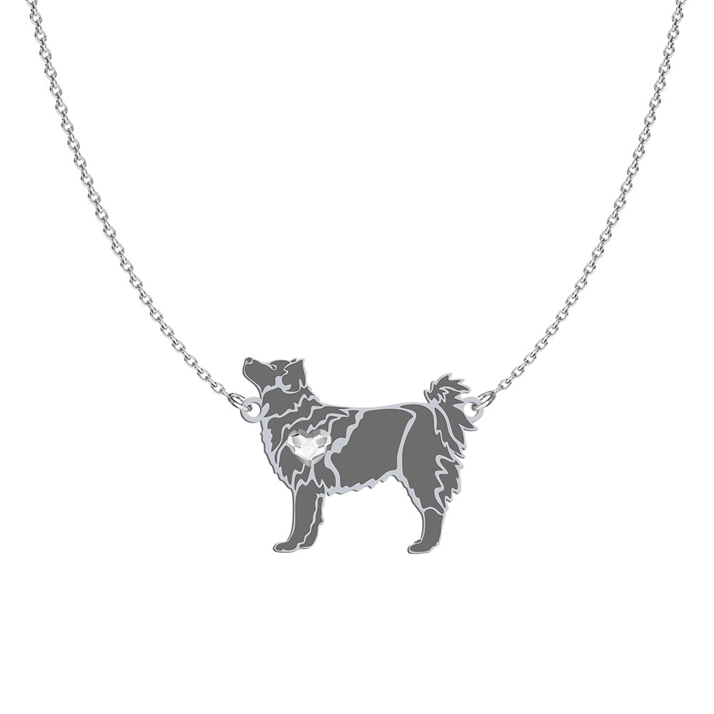 Silver Swedish Lapphund engraved necklace with a heart - MEJK Jewellery