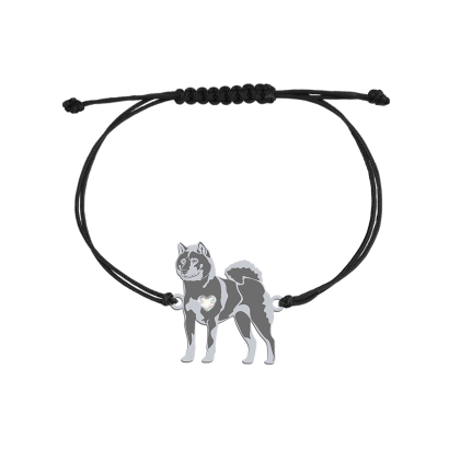Bransoletka z psem Shikoku srebro sznurek GRAWER GRATIS - MEJK Jewellery