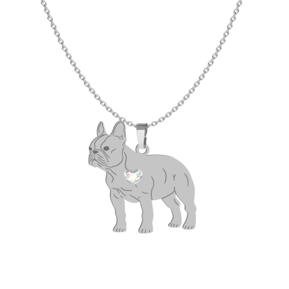 Naszyjnik z psem sercem French Bulldog srebro GRAWER GRATIS - MEJK Jewellery