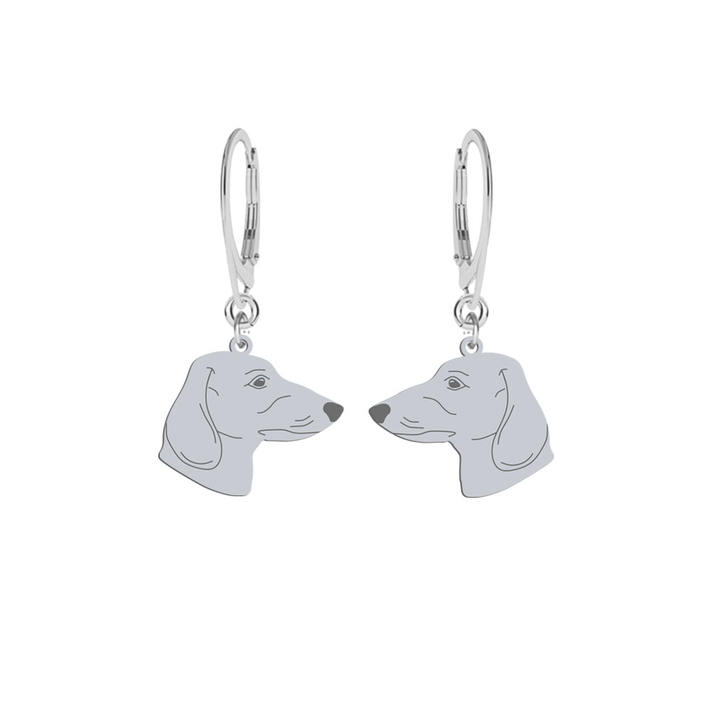 Silver Short-haire dachshund earrings, FREE ENGRAVING - MEJK Jewellery