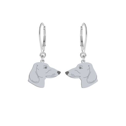 Silver Short-haire dachshund earrings, FREE ENGRAVING - MEJK Jewellery