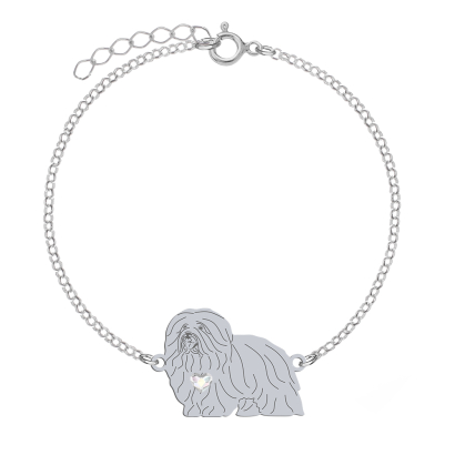Silver Coton de Tulear bracelet with a heart, FREE ENGRAVING - MEJK Jewellery