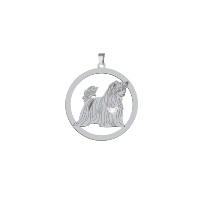 Silver Chinese Crested Powderpuff pendant, FREE ENGRAVING - MEJK Jewellery