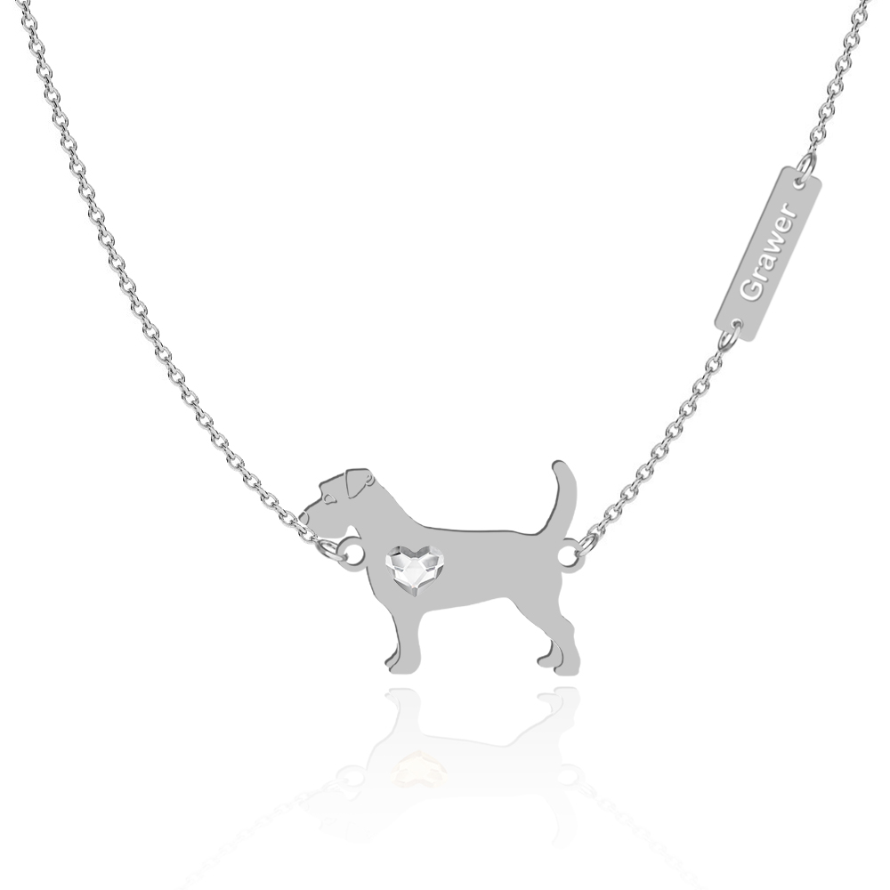 Silver Long-haired Jack Russell Terrier necklace, FREE ENGRAVING - MEJK Jewellery