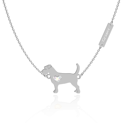 Silver Long-haired Jack Russell Terrier necklace, FREE ENGRAVING - MEJK Jewellery