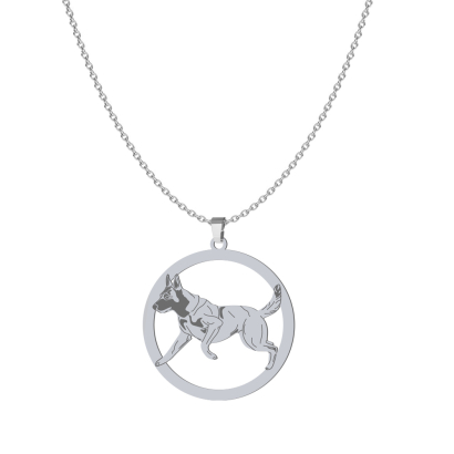 Silver Malinois engraved necklace - MEJK Jewellery