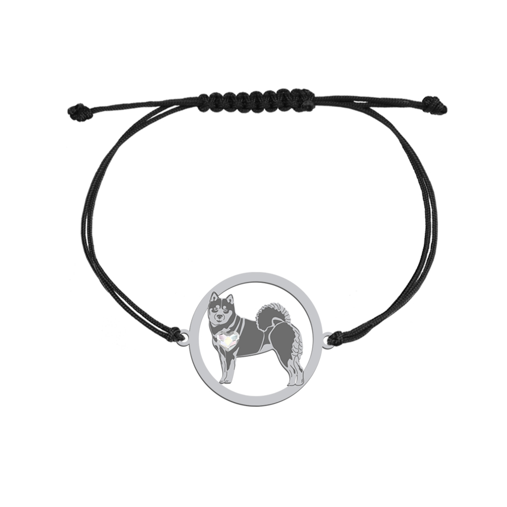 Silver Shiba-inu string bracelet, FREE ENGRAVING - MEJK Jewellery