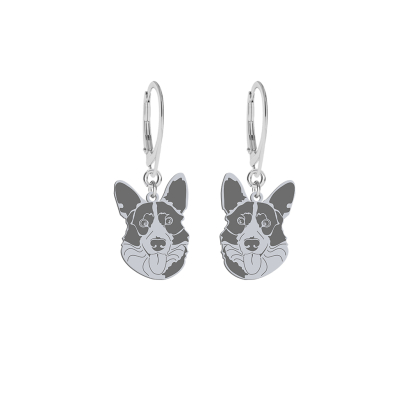 Silver Welsh corgi cardigan  engraved earrings - MEJK Jewellery