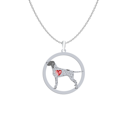 Silver Braque d'Auvergne engraved necklace with a heart - MEJK Jewellery